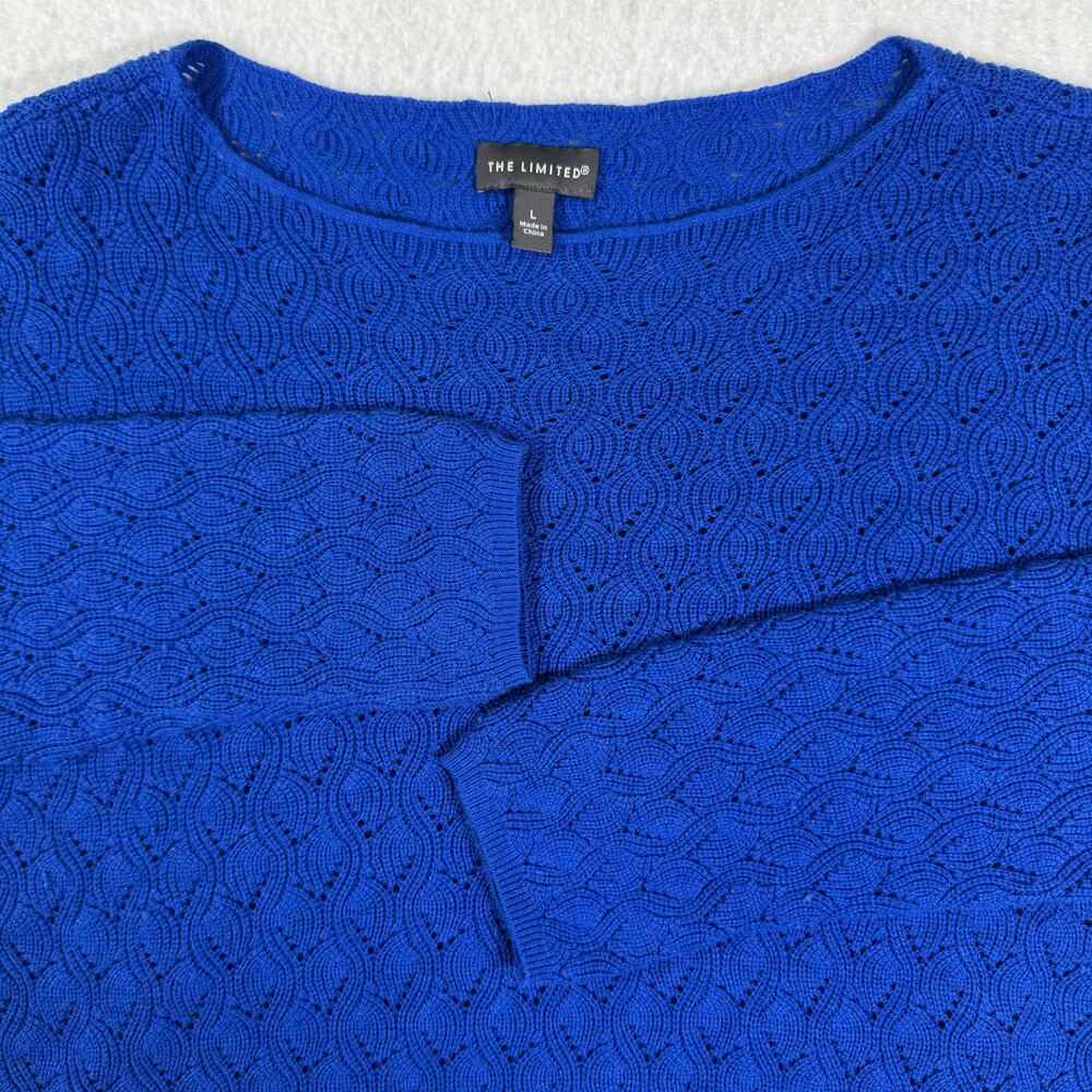 The Limited large Royal Blue Sweater fun Geometric like Design Cashmere Blend